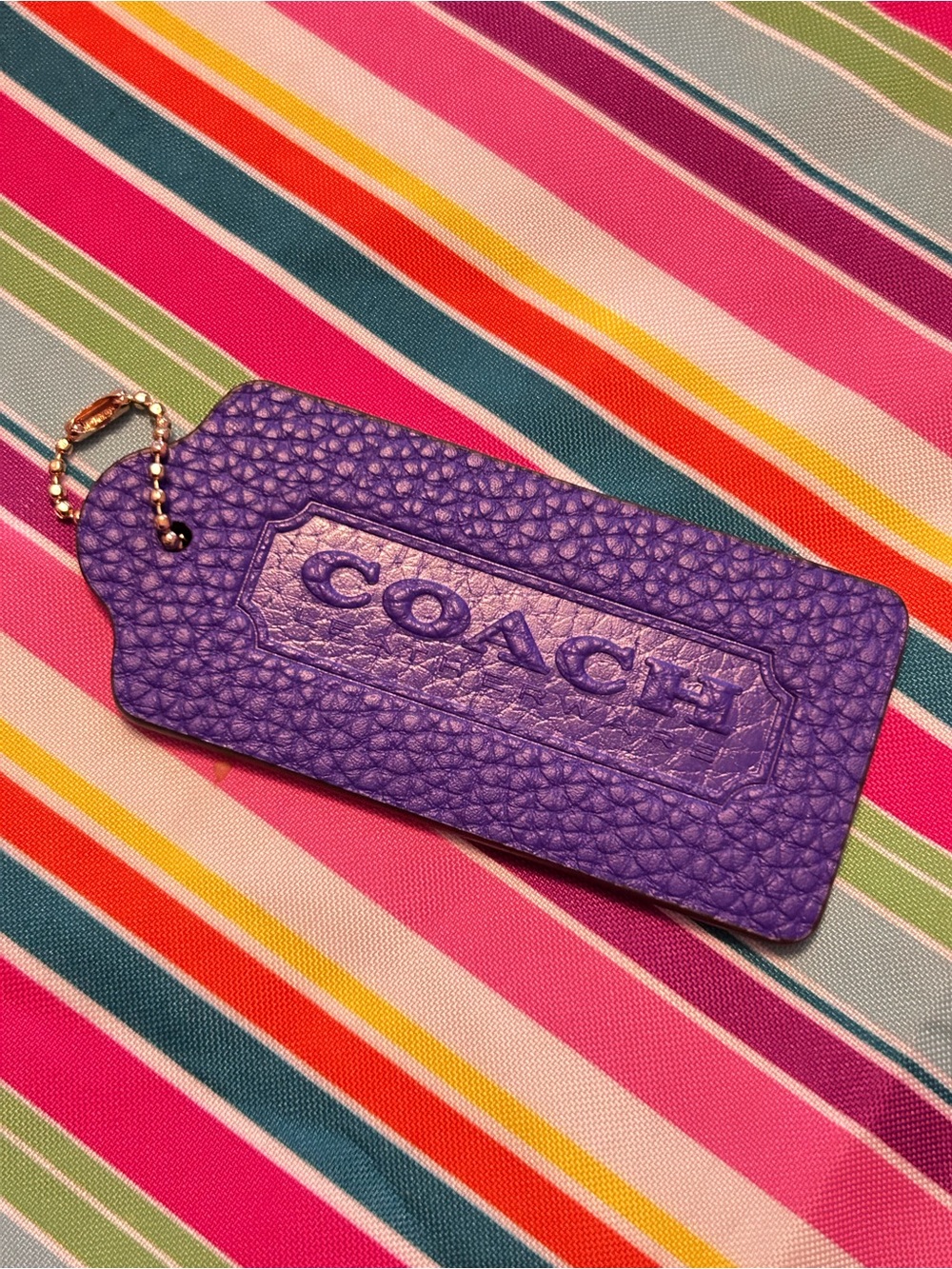Coach XLarge From Terri Reloved Denim Purple Signature Tag Keychain/Bag Charm - Picture 9 of 9